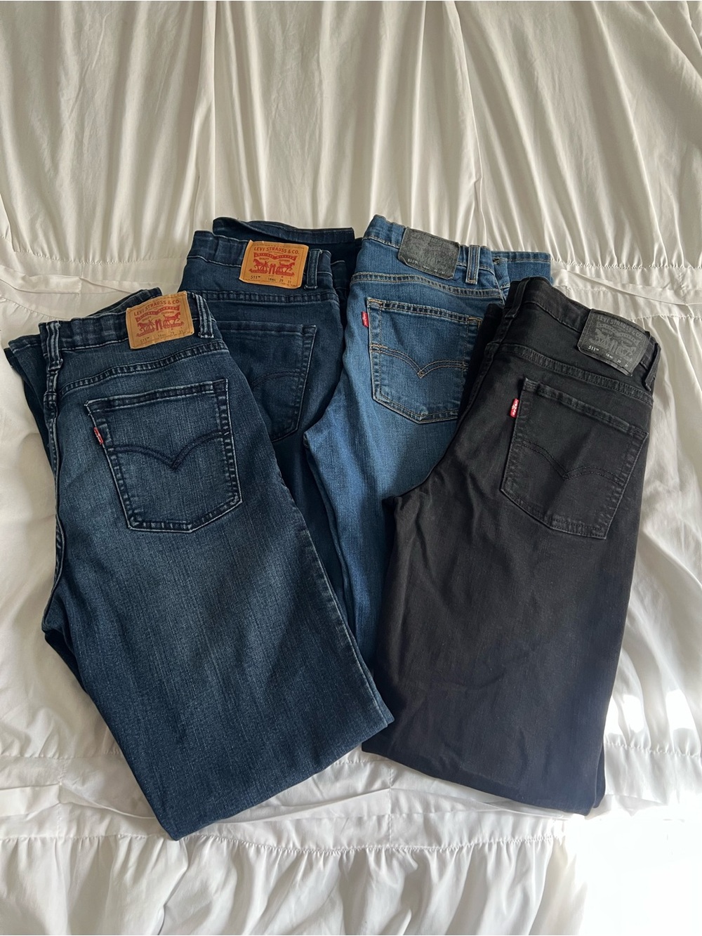 Levi's 511s Men's Slim Straight Jeans bundle - Dark Blue, Medium Blue, Black
